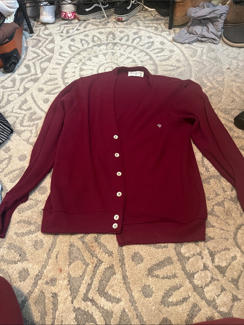 christian dior Classic Women's Burgundy Cardigan Sweater